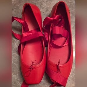 Melissa Red Jelly Ribbon Ballet Flats
